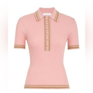 Zimmermann Rib-Knit Short-Sleeve Polo ✨